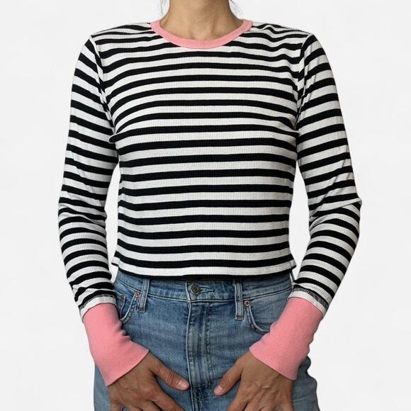 Striped long sleeve waffle top - Picture 1 of 6